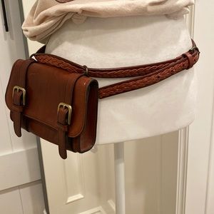 Vintage upcycled Braided leather Belt Bum Saddlebag